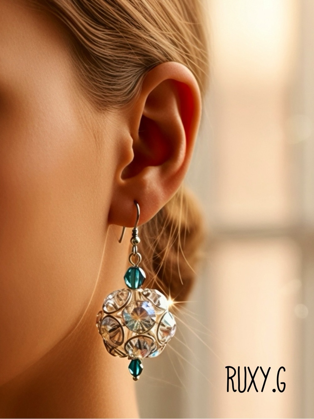 Grey Swarovski crystal and Clear Crystal Drop Earrings - Women Jewelry